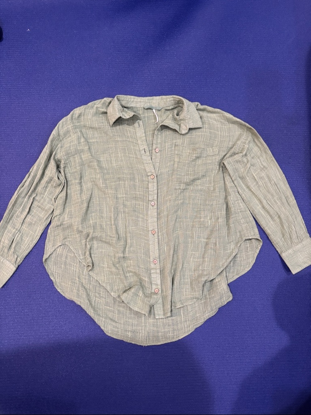 Free People Sage Green Gauze Button-Up Top